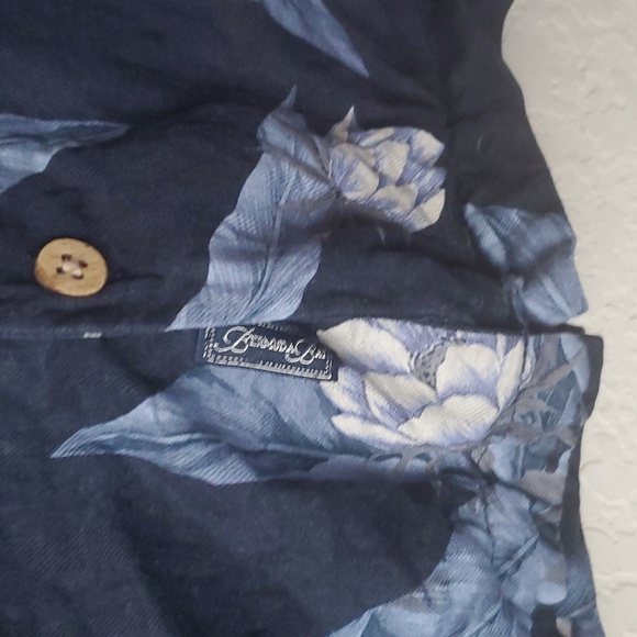 Bermuda Bay Blue Silk Men's XL Floral Short Sleeve Pocket Shirt - Picture 13 of 14